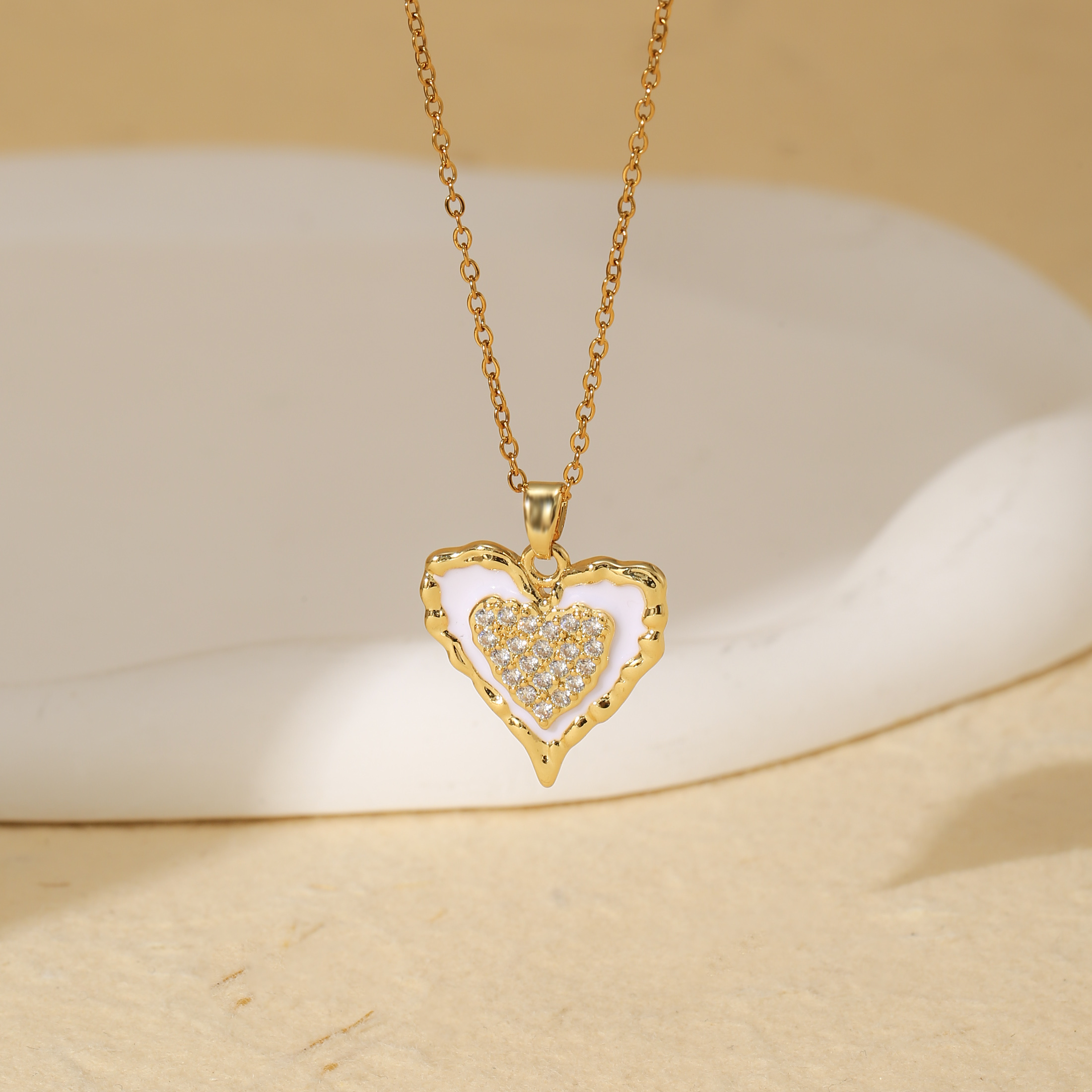 Peach Heart Two-Piece Necklace & Earrings Set